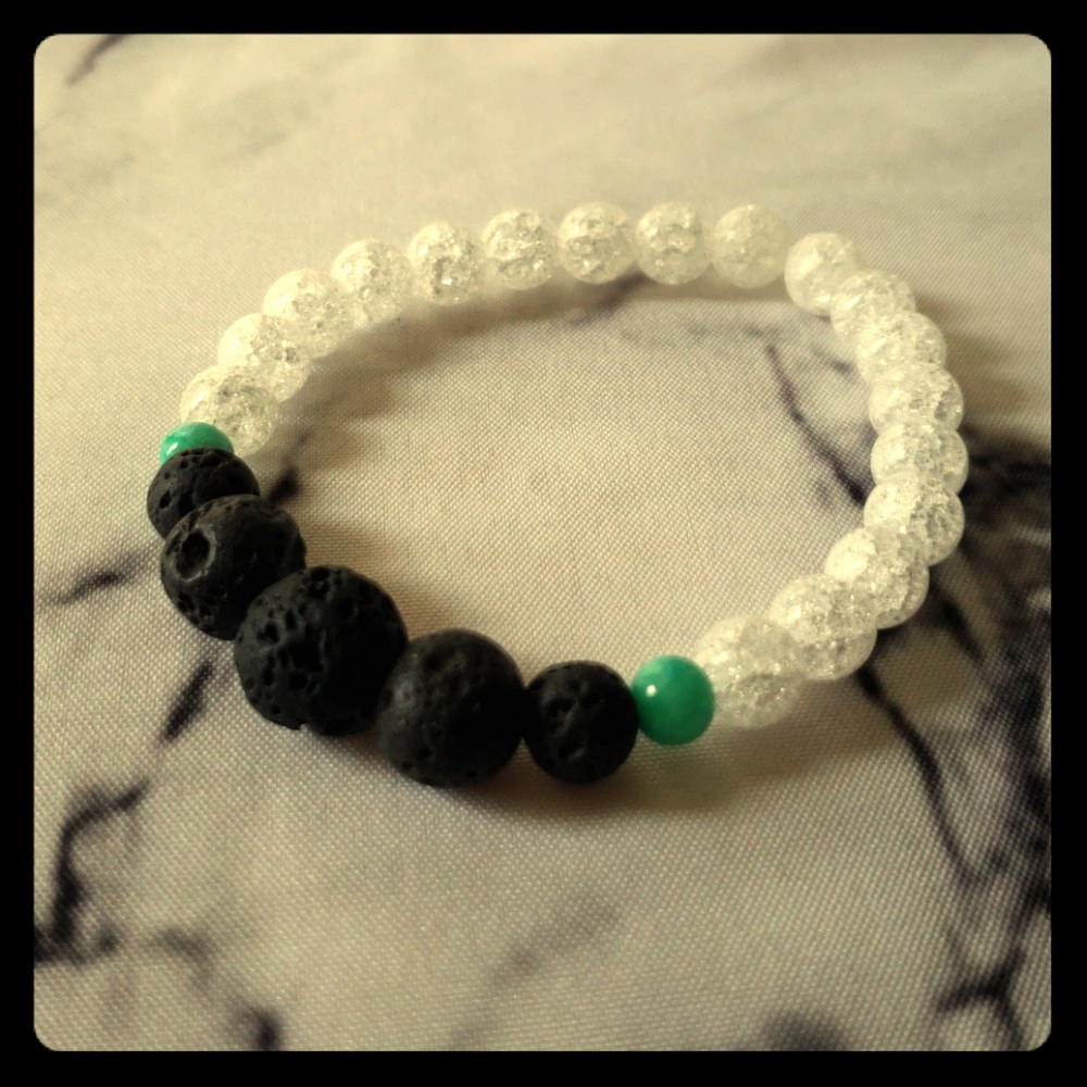 Jade and lava bead diffuser bracelet